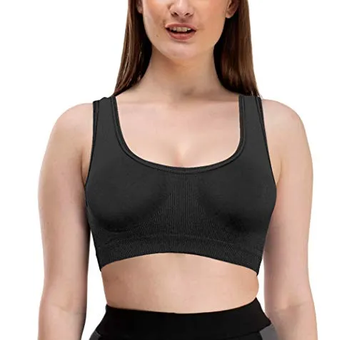 Pipal Women's Cotton Non-Padded Wire Free Sports Bra-Pack of 2 (Black & Grey_30_LOCAL.MOLDED.PACK.2.79)