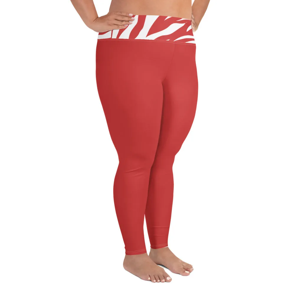 Plus Size Leggings Red and White Zebra
