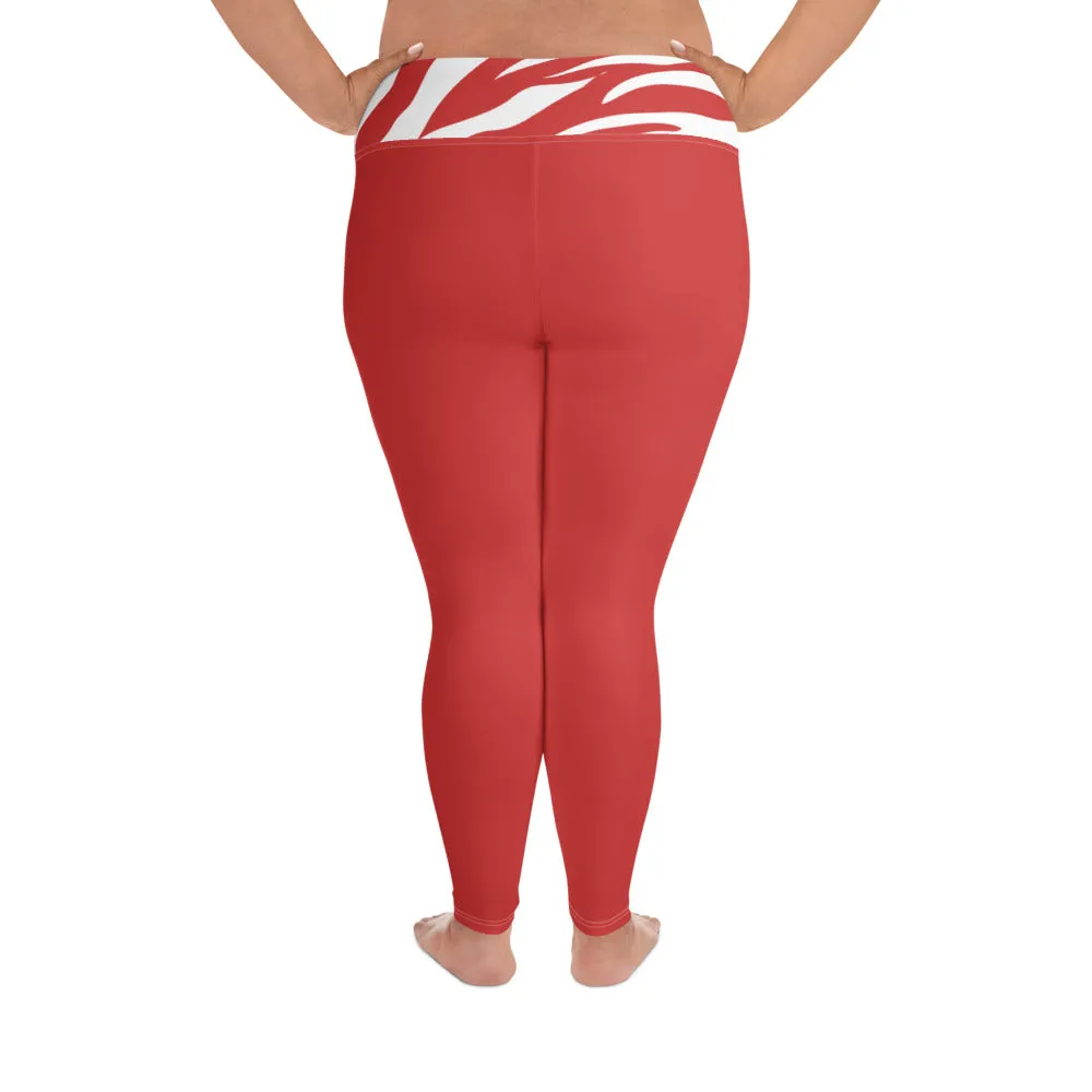 Plus Size Leggings Red and White Zebra