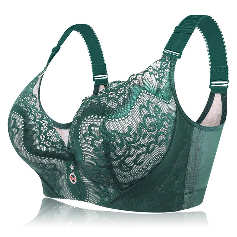 Plus Size Push Up Side Support Lace Bras - White