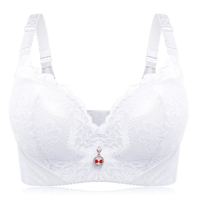 Plus Size Push Up Side Support Lace Bras - White