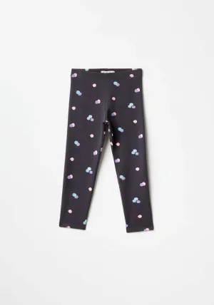 Polka Dot  Leggings - Black