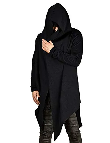 Poriff Men's Black Hooded Cardigan