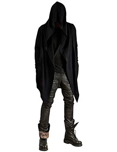 Poriff Men's Black Hooded Cardigan