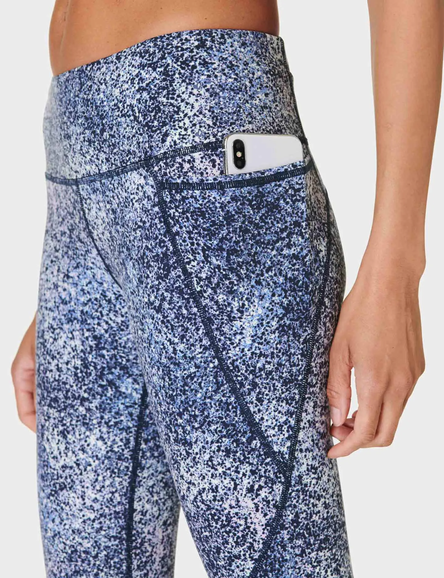 Power 7/8 Gym Leggings - Blue Speckle Print