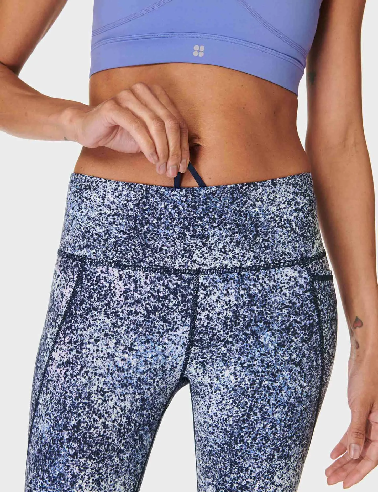 Power 7/8 Gym Leggings - Blue Speckle Print