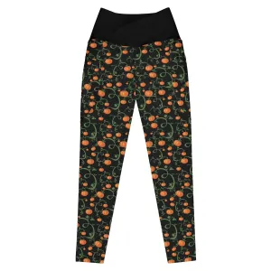Pumpkin Vine Crossover leggings with Pockets