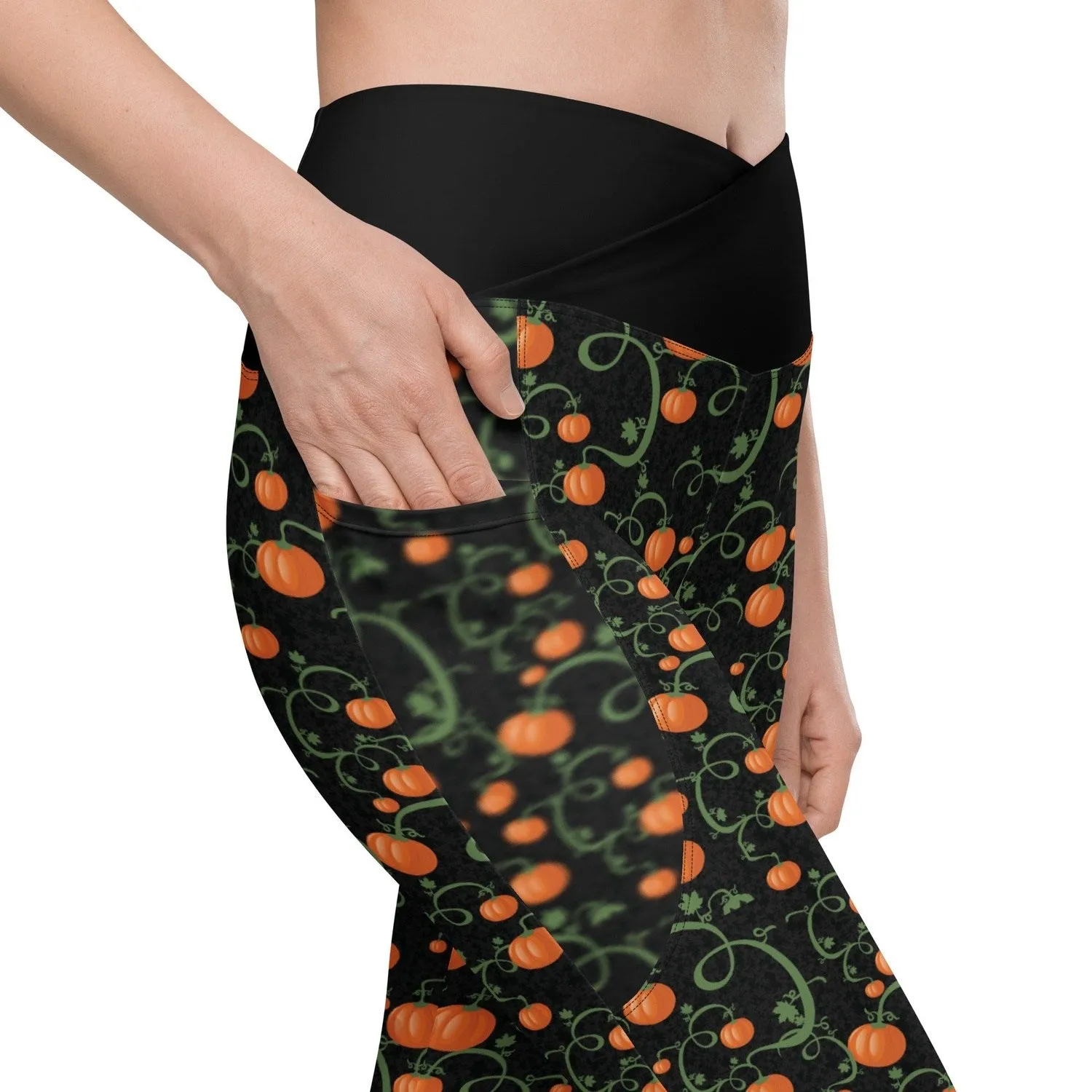 Pumpkin Vine Crossover leggings with Pockets