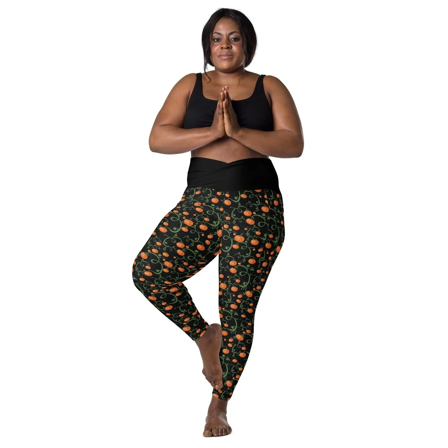 Pumpkin Vine Crossover leggings with Pockets