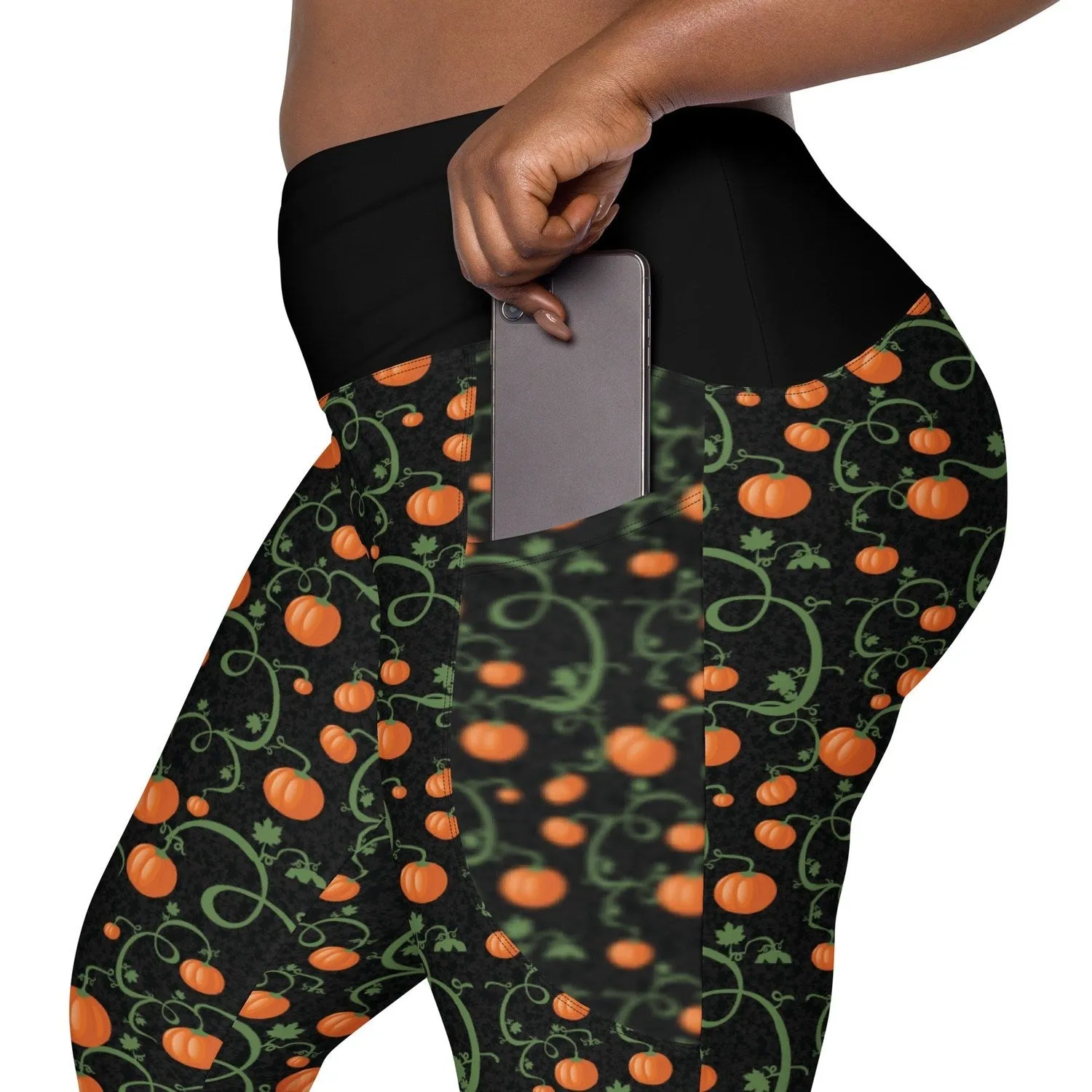 Pumpkin Vine Crossover leggings with Pockets