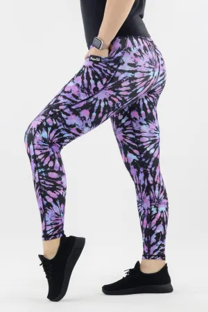 Purple Iridescent Tie Dye - Hybrid 2.0 - Leg Pockets - Full Leggings