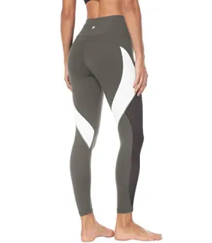 QUEENIEKE Women Yoga Pants Color Blocking Mesh Workout Running Leggings Tights Size XS Color Grey