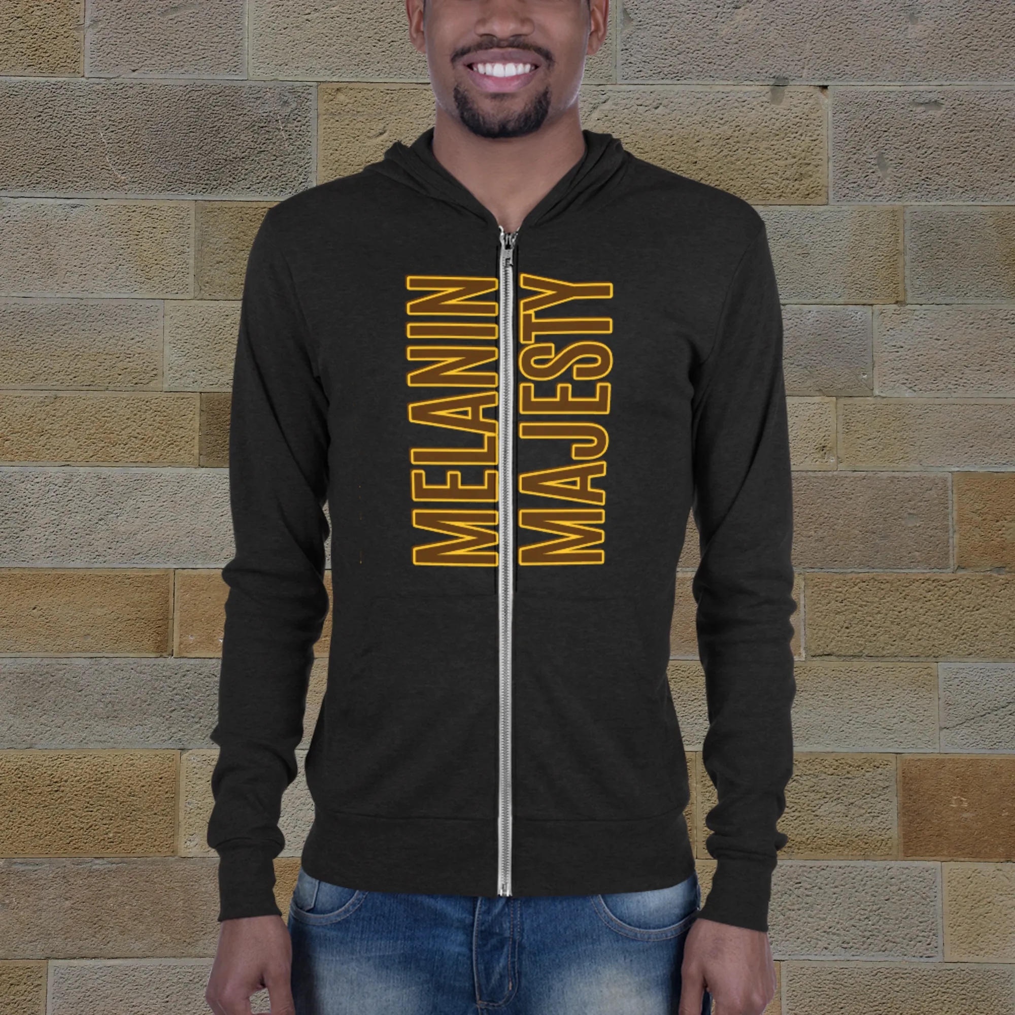 "MELANIN MAJESTY" Unisex Lightweight Zip Hoodie (Solar Theme)