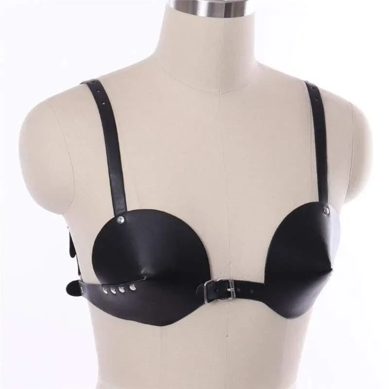 "Middle Ages" - Gothic Fetish PU Leather Bondage Chest Bra BDSM Harness