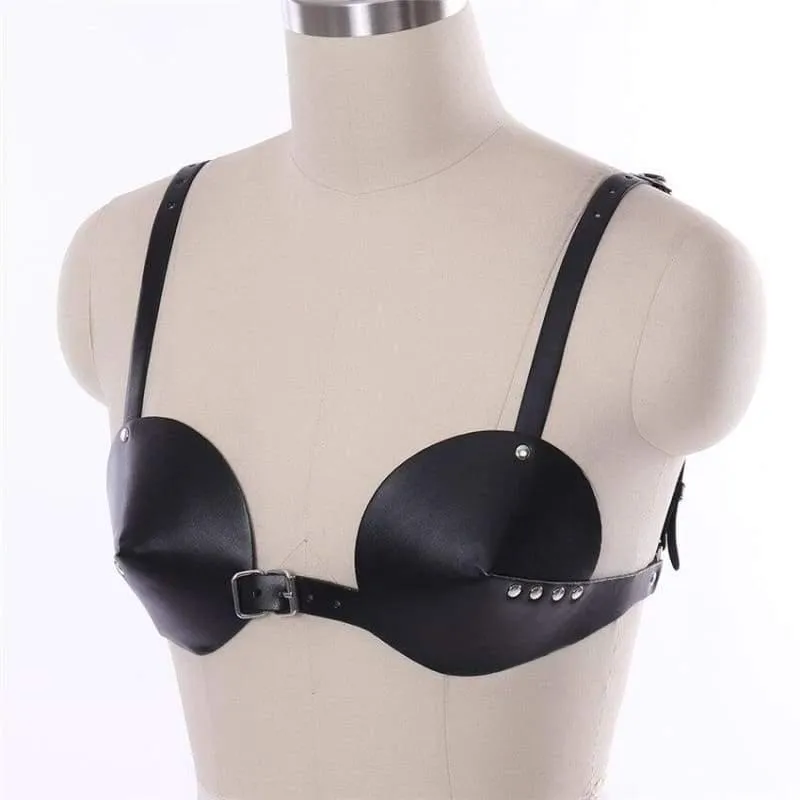 "Middle Ages" - Gothic Fetish PU Leather Bondage Chest Bra BDSM Harness