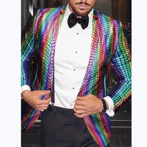 Rainbow Checkered Jazz Dance Blazers for Men Youth Concert Singers Host Cos Party Dress Up Stage Nightclub Performance Jacket for Man