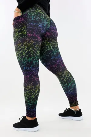 Rainbow Glitter - Casual - Regular Full Leggings - Pockets