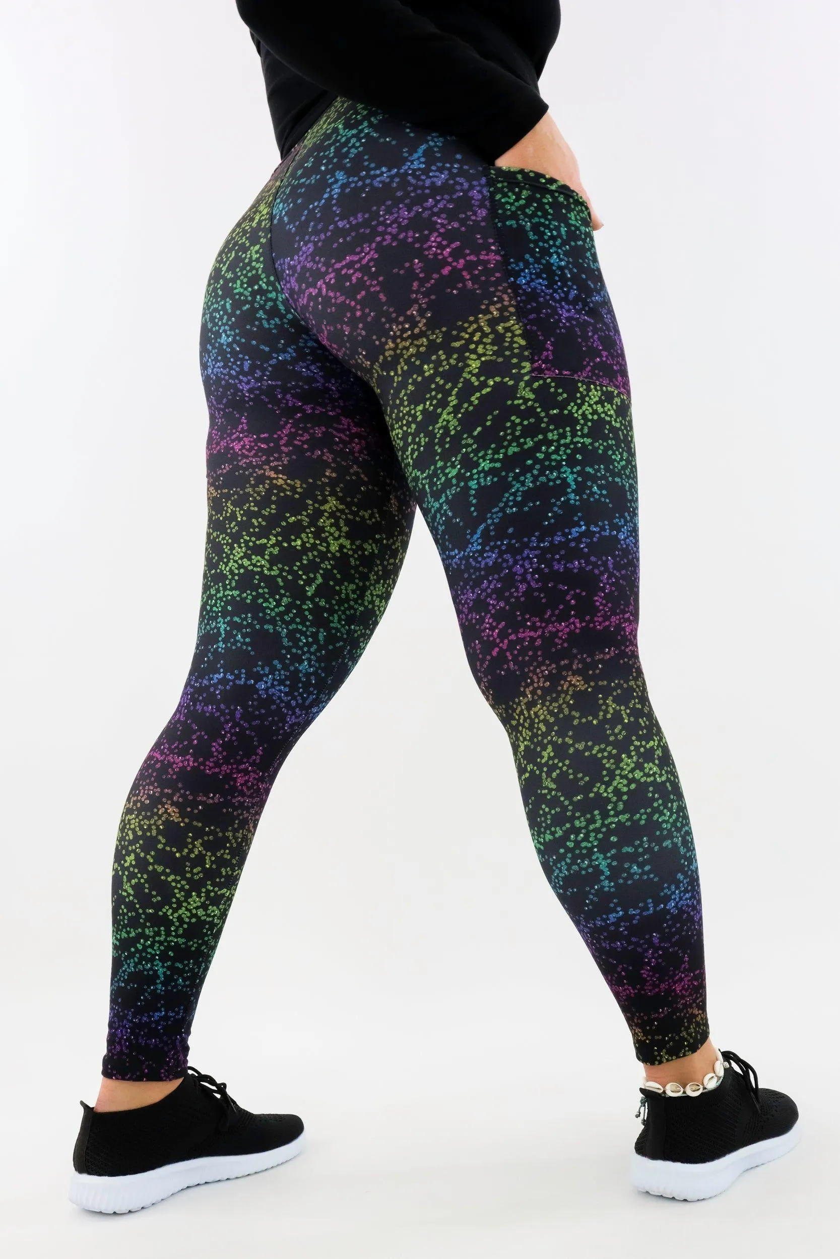 Rainbow Glitter - Casual - Regular Full Leggings - Pockets