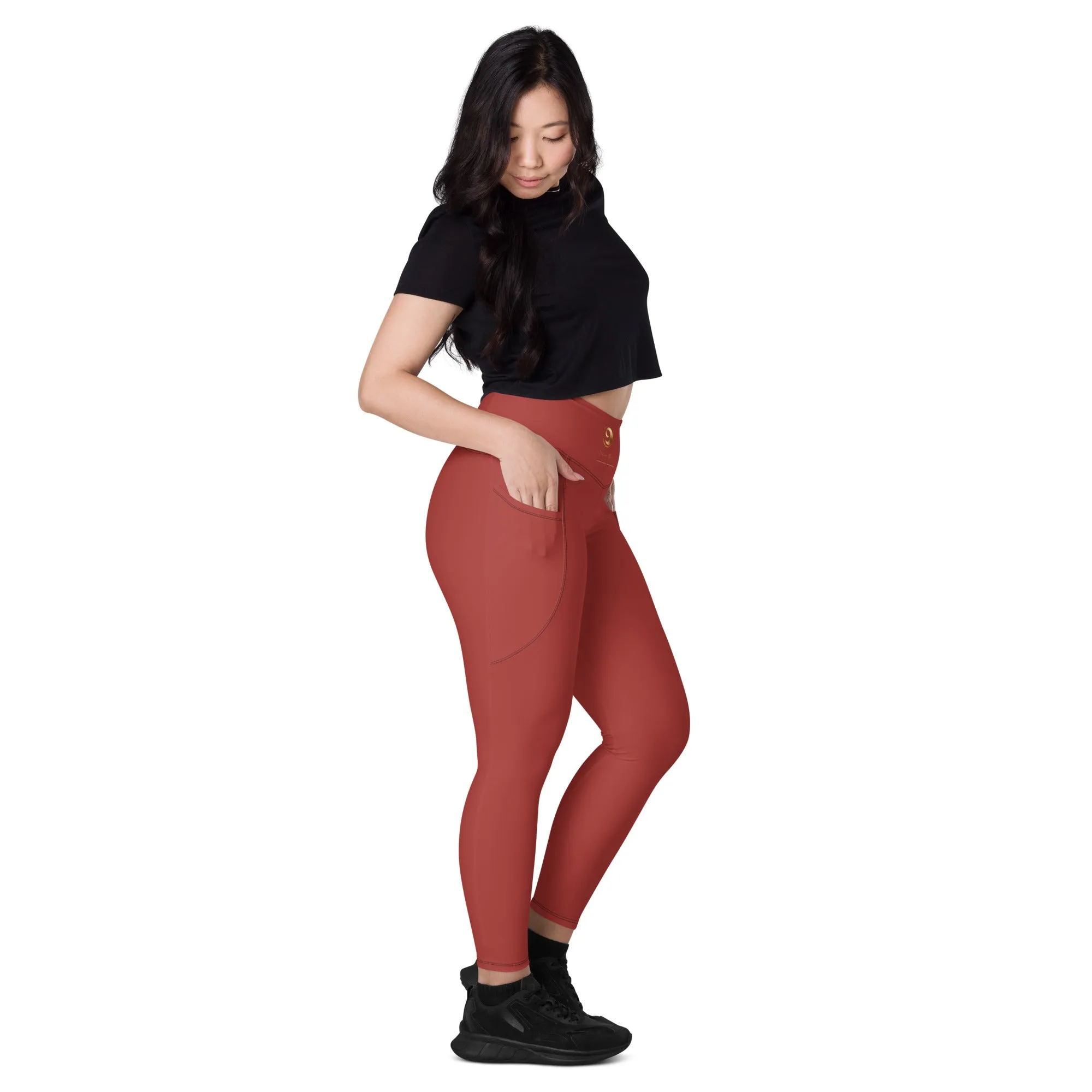 Red Chaitanya Abara Leggings with Pockets