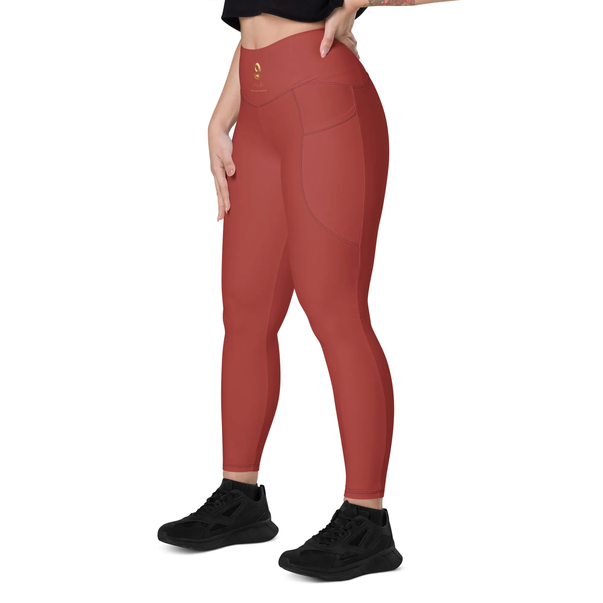 Red Chaitanya Abara Leggings with Pockets