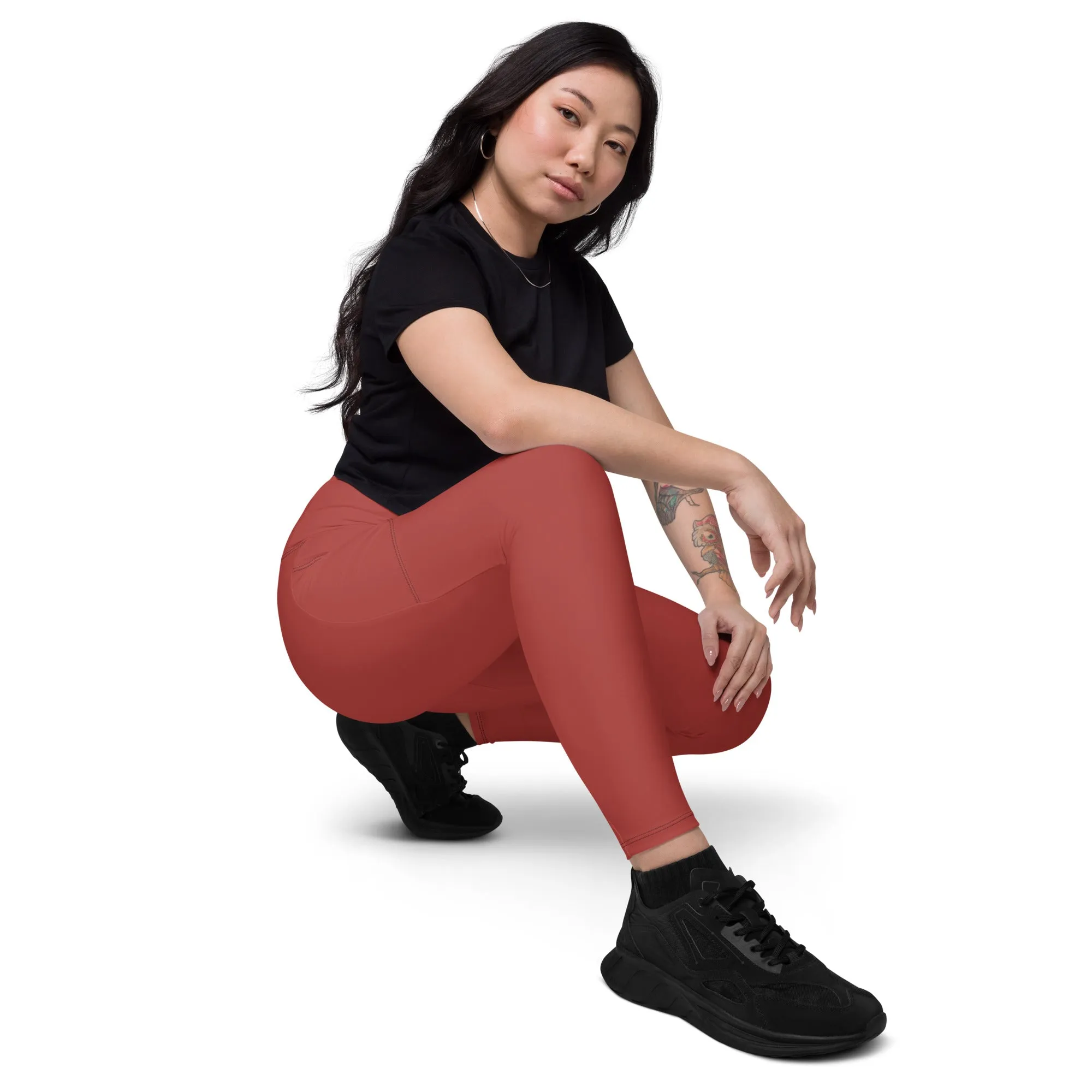 Red Chaitanya Abara Leggings with Pockets