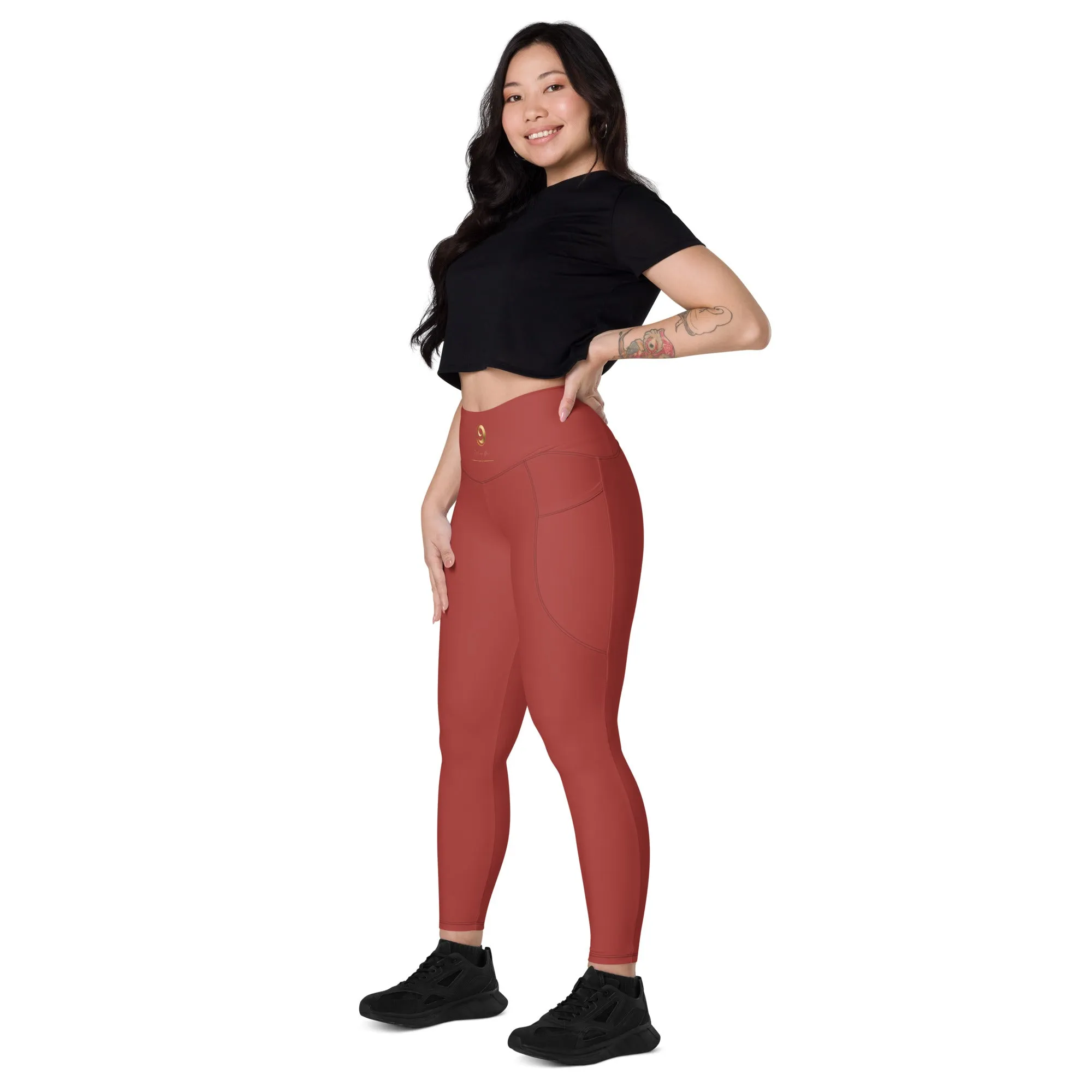 Red Chaitanya Abara Leggings with Pockets