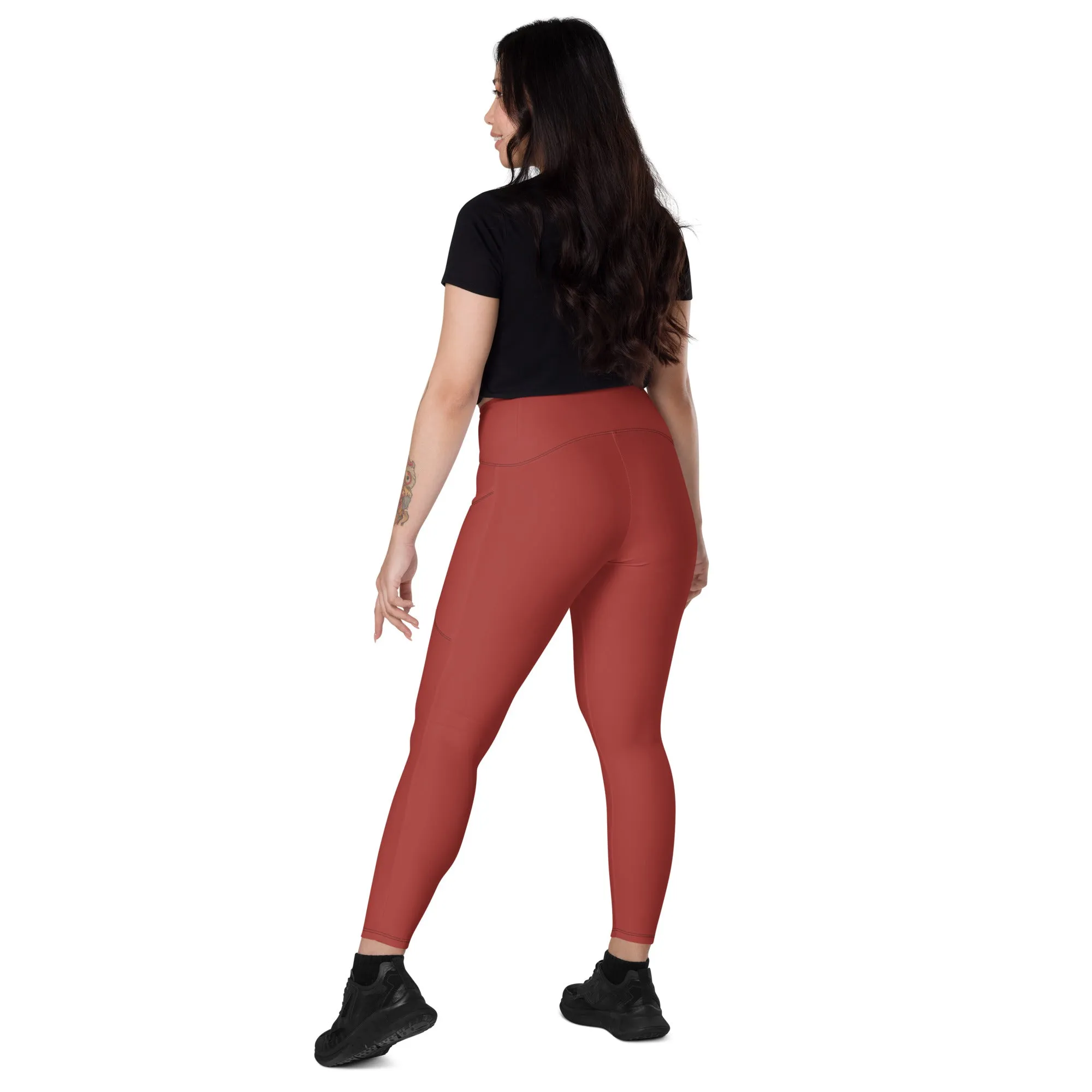Red Chaitanya Abara Leggings with Pockets