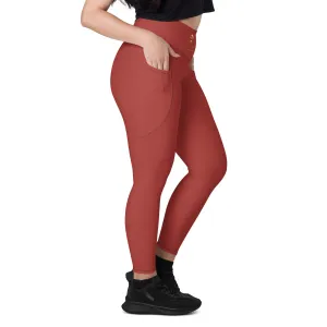 Red Chaitanya Abara Leggings with Pockets