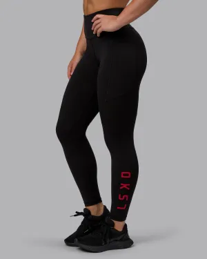 Rep 7/8 Length Tight - Black-Crimson
