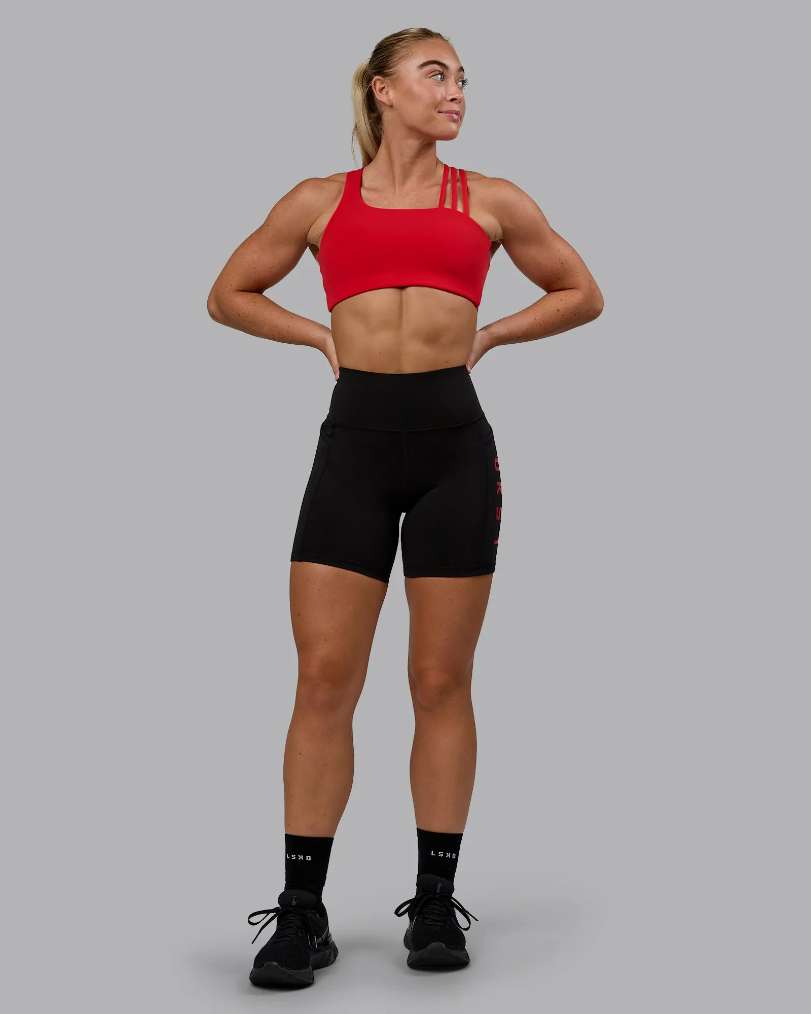 Rep Mid Short Tight - Black-Crimson