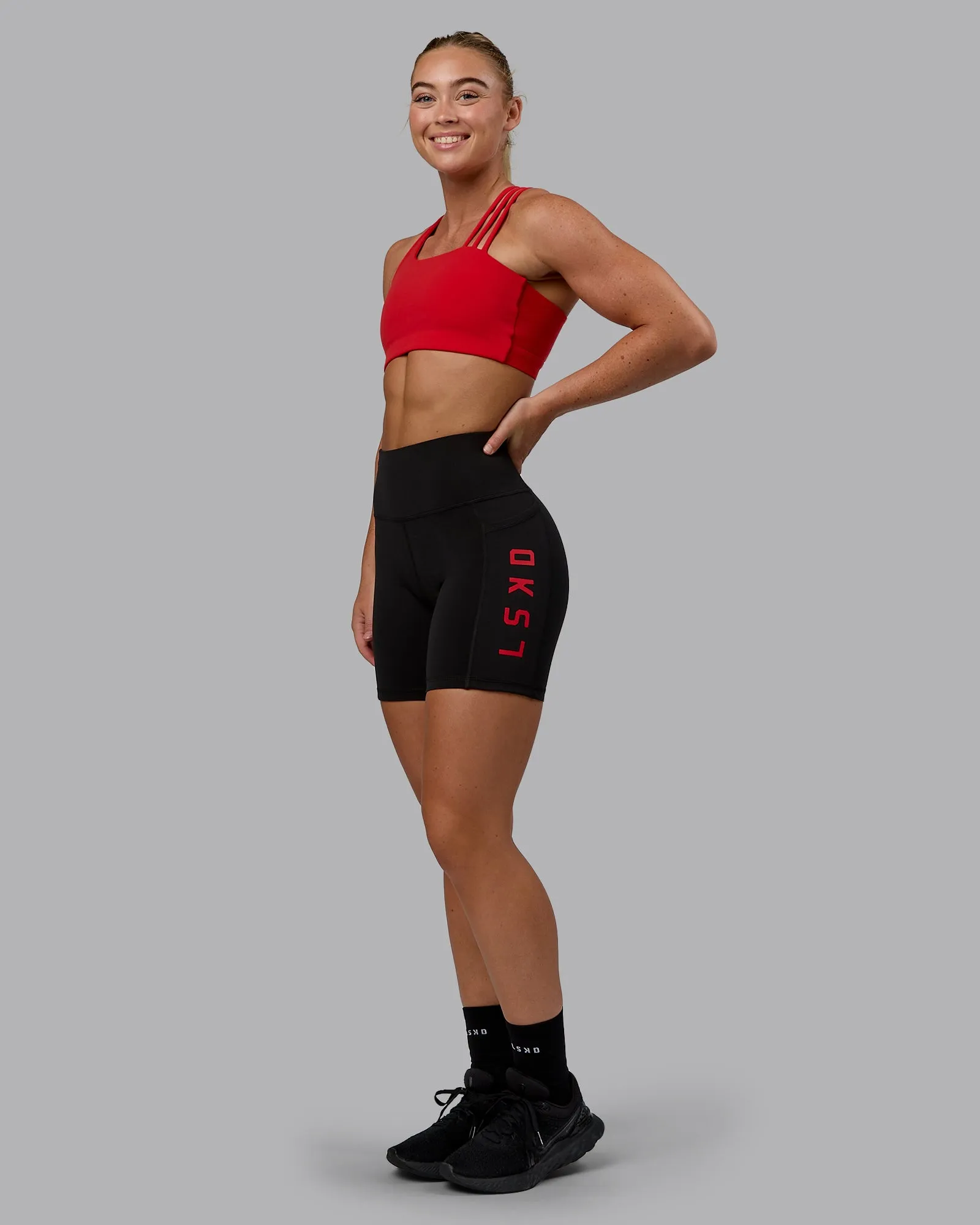 Rep Mid Short Tight - Black-Crimson