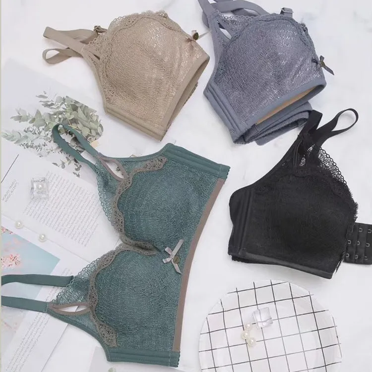 Retro Wireless Adjustable Lace V-neck Seamless Vest Bras