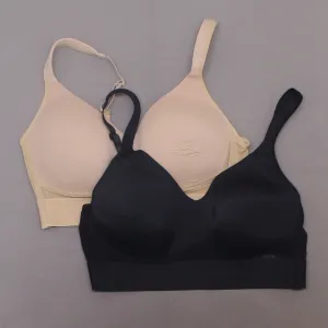 Rhonda Shear 2 Pack Mesh Back Detail Molded Cup Bras Dark Nude/ Black Large