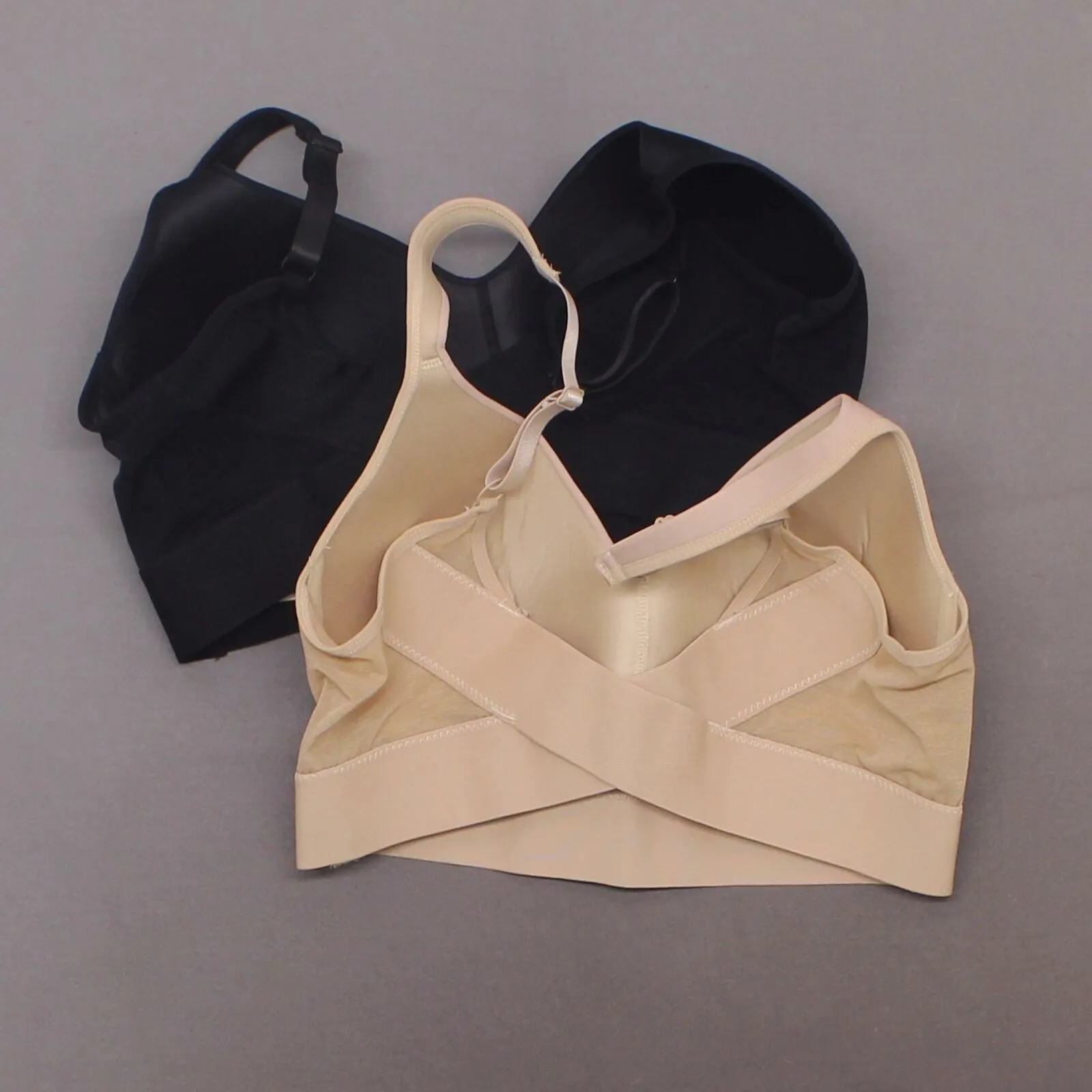 Rhonda Shear 2 Pack Mesh Back Detail Molded Cup Bras Dark Nude/ Black Large