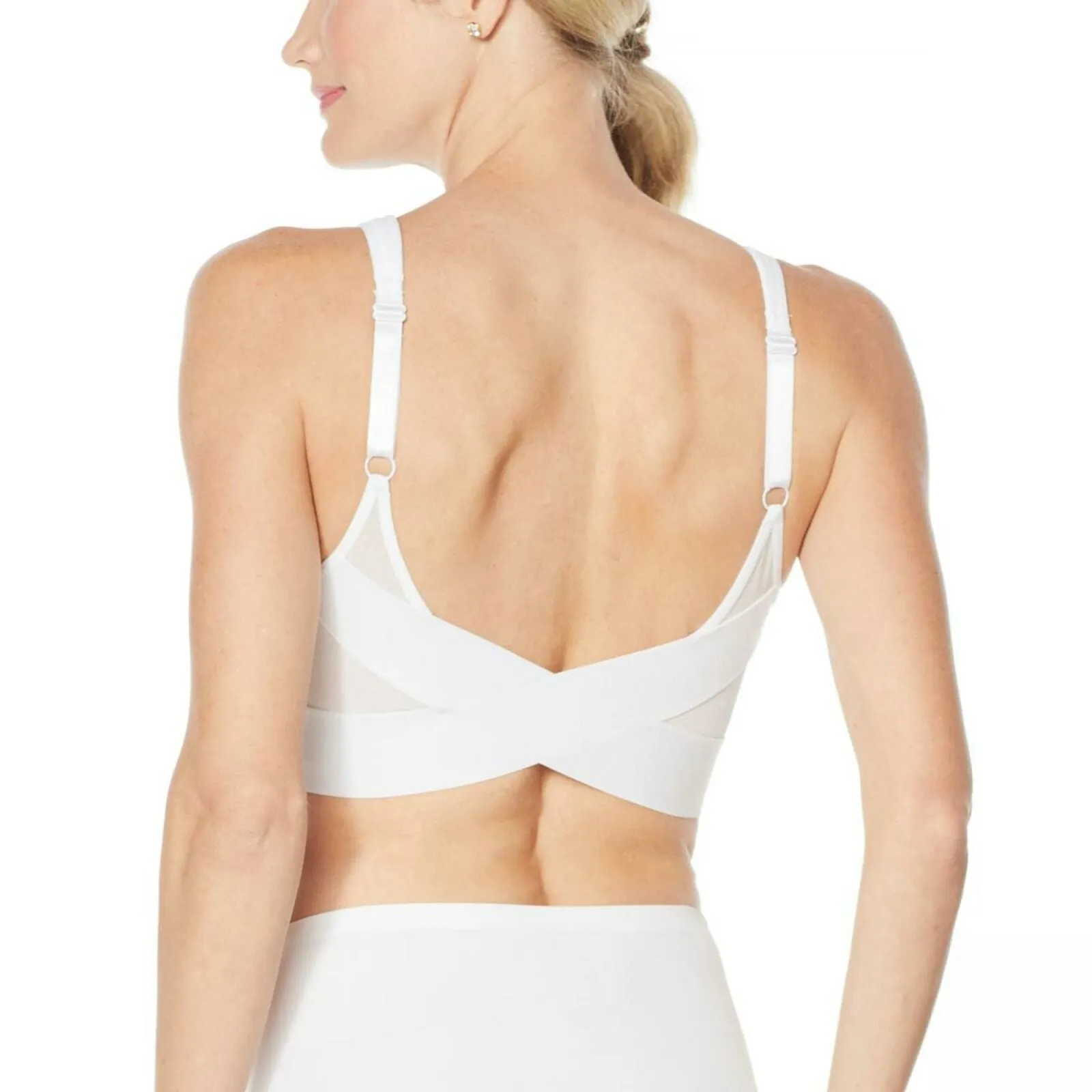 Rhonda Shear 2 Pack Mesh Back Detail Molded Cup Bras White/ Nude Plus 1X