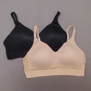 Rhonda Shear 2 Pack Molded Cup Bras With Mesh Back Detail Black Nude 3X