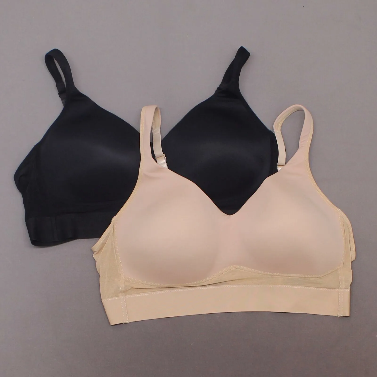 Rhonda Shear 2 Pack Molded Cup Bras With Mesh Back Detail Black Nude 3X