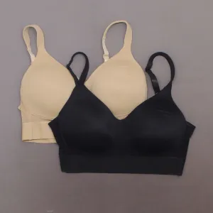 Rhonda Shear 2 Pack Molded Cup Bras With Mesh Back Detail Nude/ Black Large