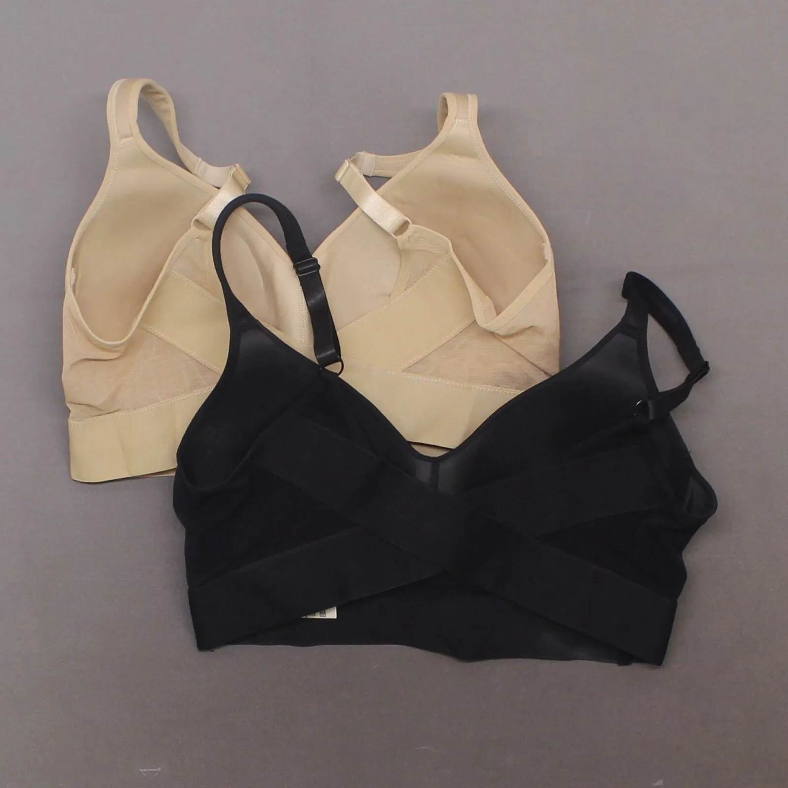 Rhonda Shear 2 Pack Molded Cup Bras With Mesh Back Detail Nude/ Black Large