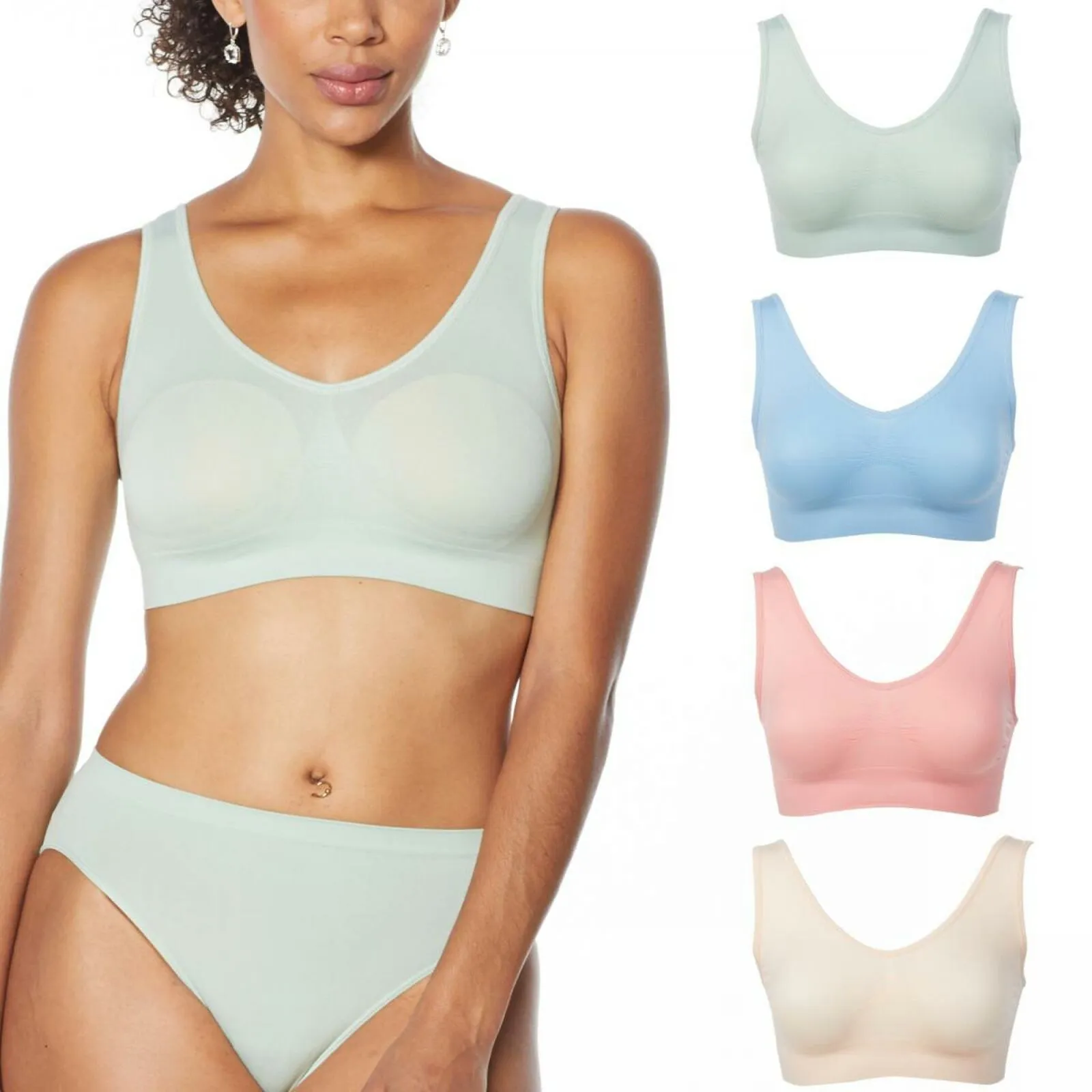 Rhonda Shear 4 Pack Seamless Ahh Bras Sorbet Medium