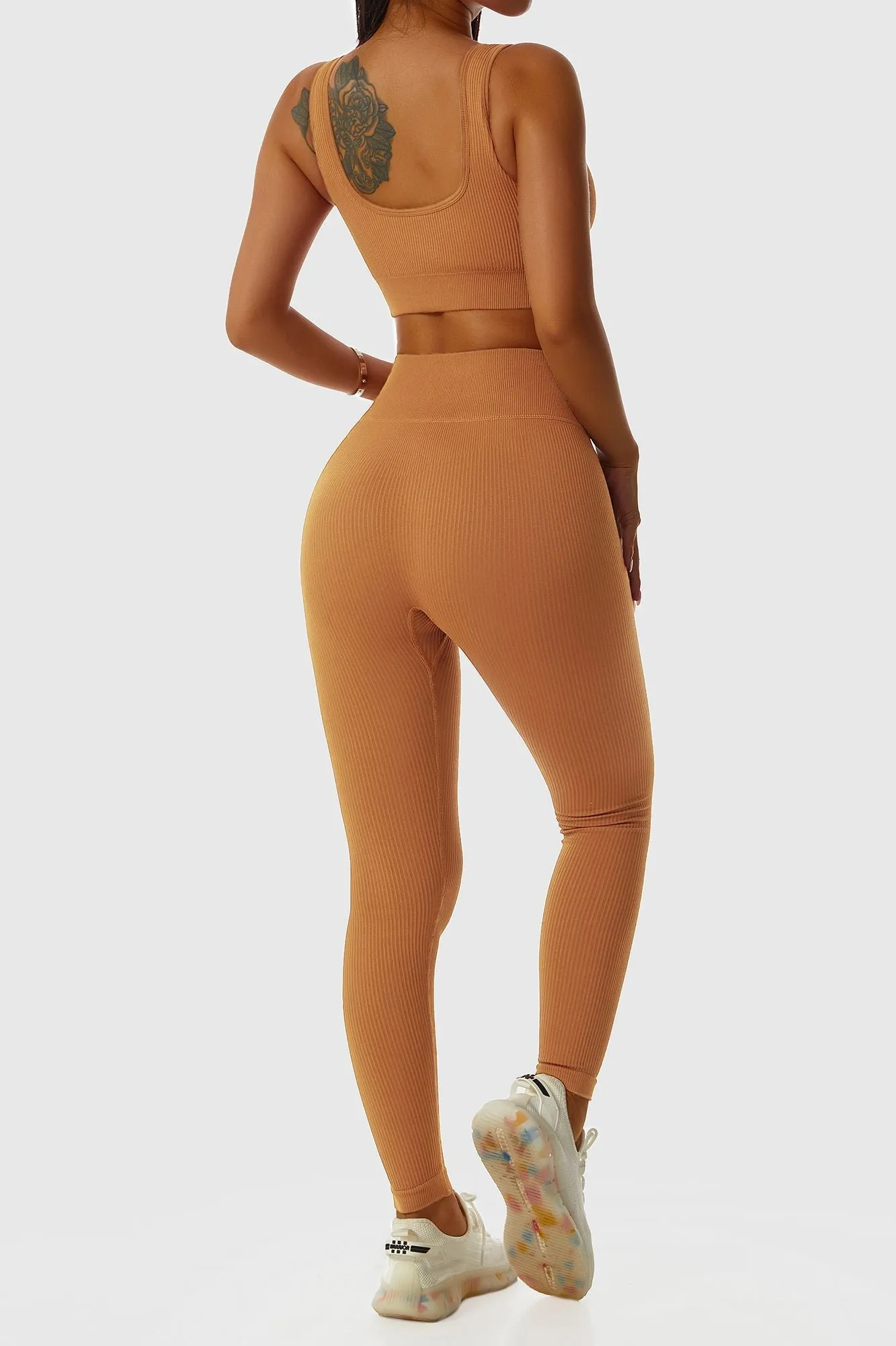Ribbed U-Neckline Sports Bra
