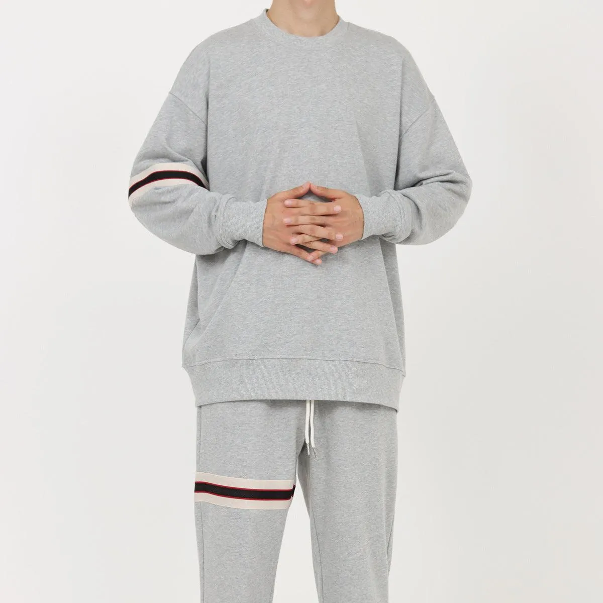 Ribbon Stripe Round Neck Sweater