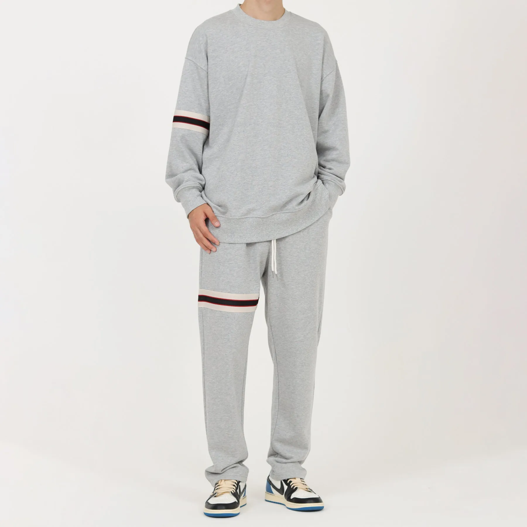 Ribbon Stripe Round Neck Sweater