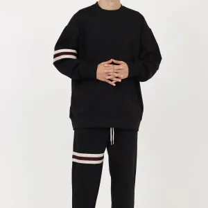 Ribbon Stripe Round Neck Sweater