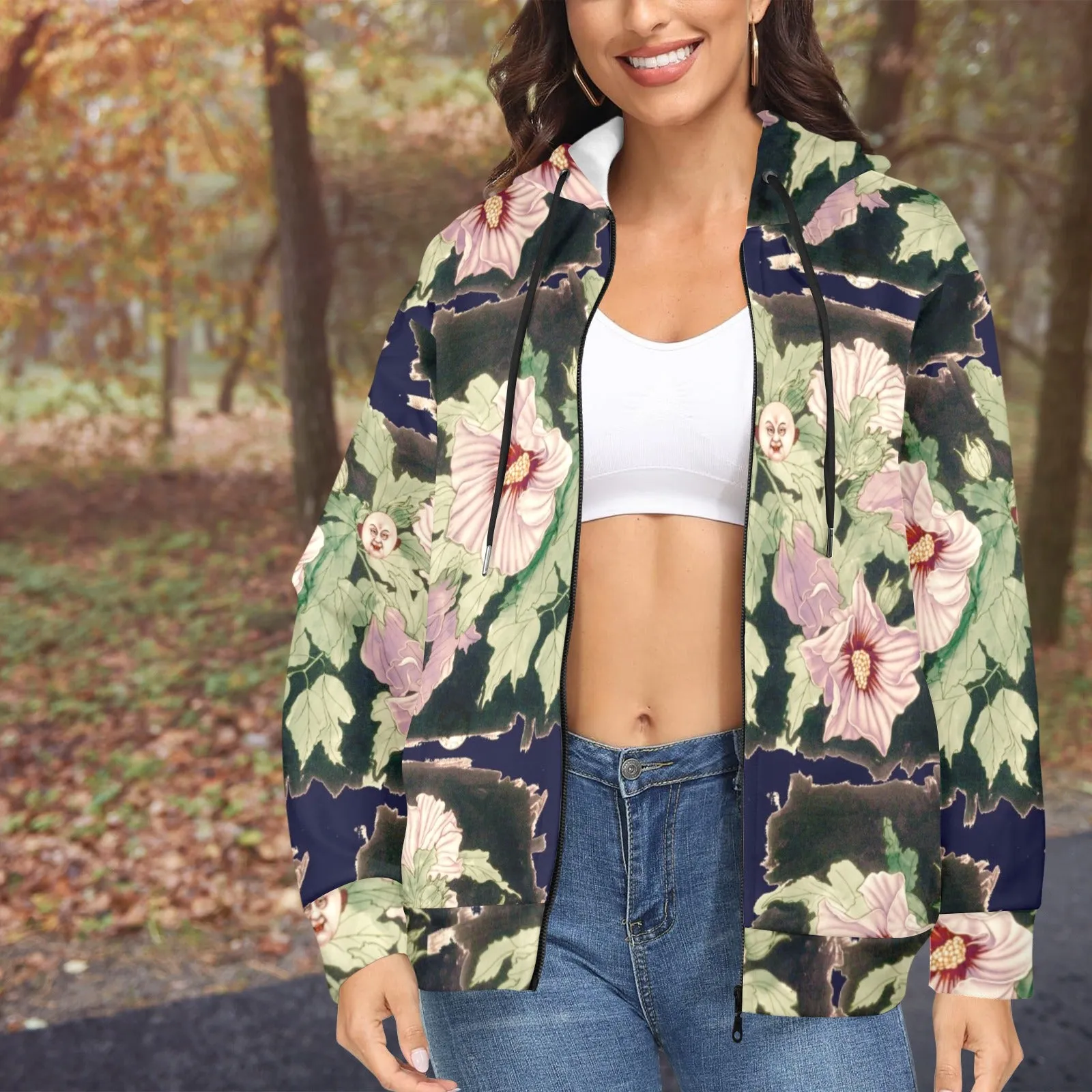 Rose Buddha Women's Fleece Full-Zip Hoodie