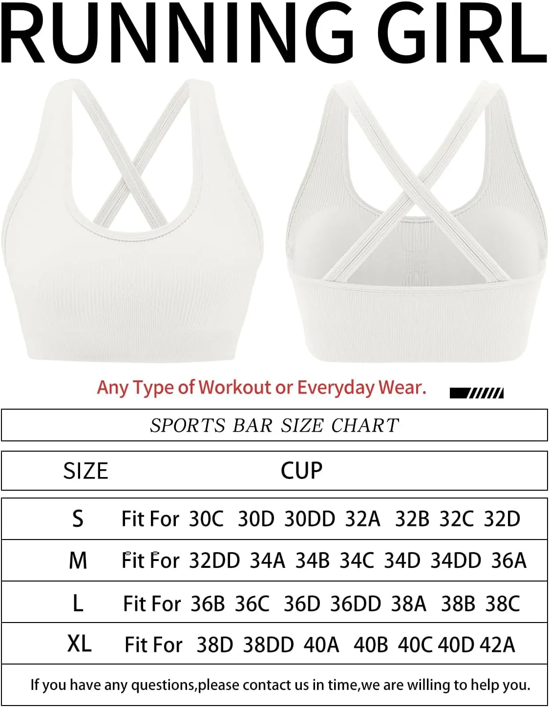 RUNNING GIRL Sports Bras for Women,Sexy Crisscross Back Seamless Padded Sports Bra High Support with Removable Pads