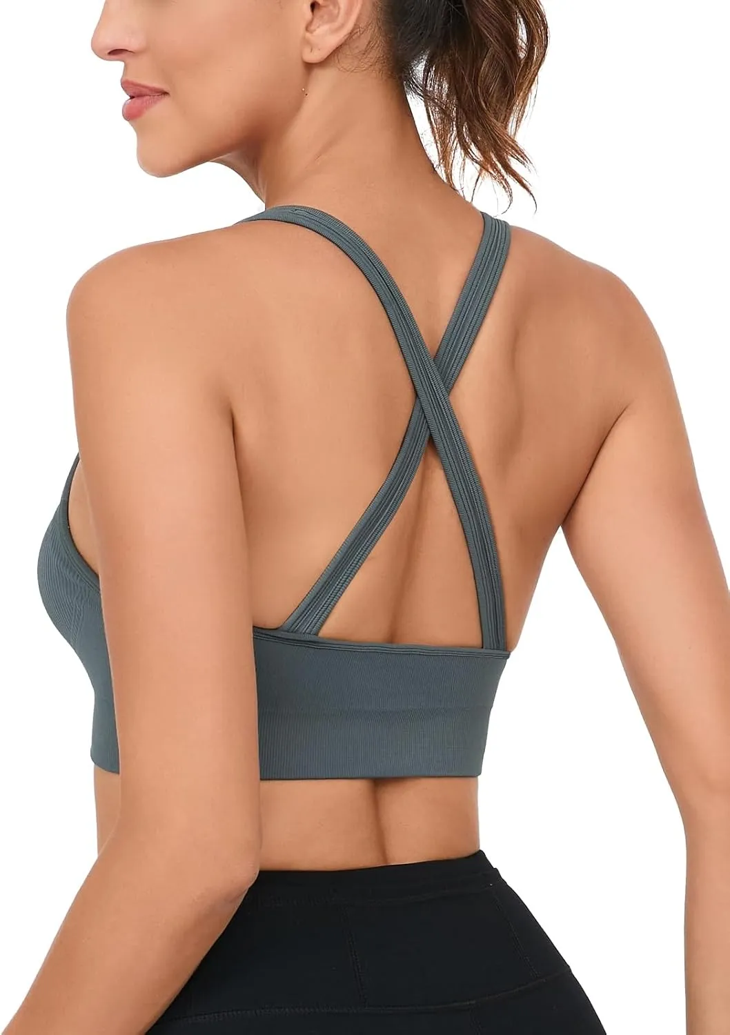 RUNNING GIRL Sports Bras for Women,Sexy Crisscross Back Seamless Padded Sports Bra High Support with Removable Pads