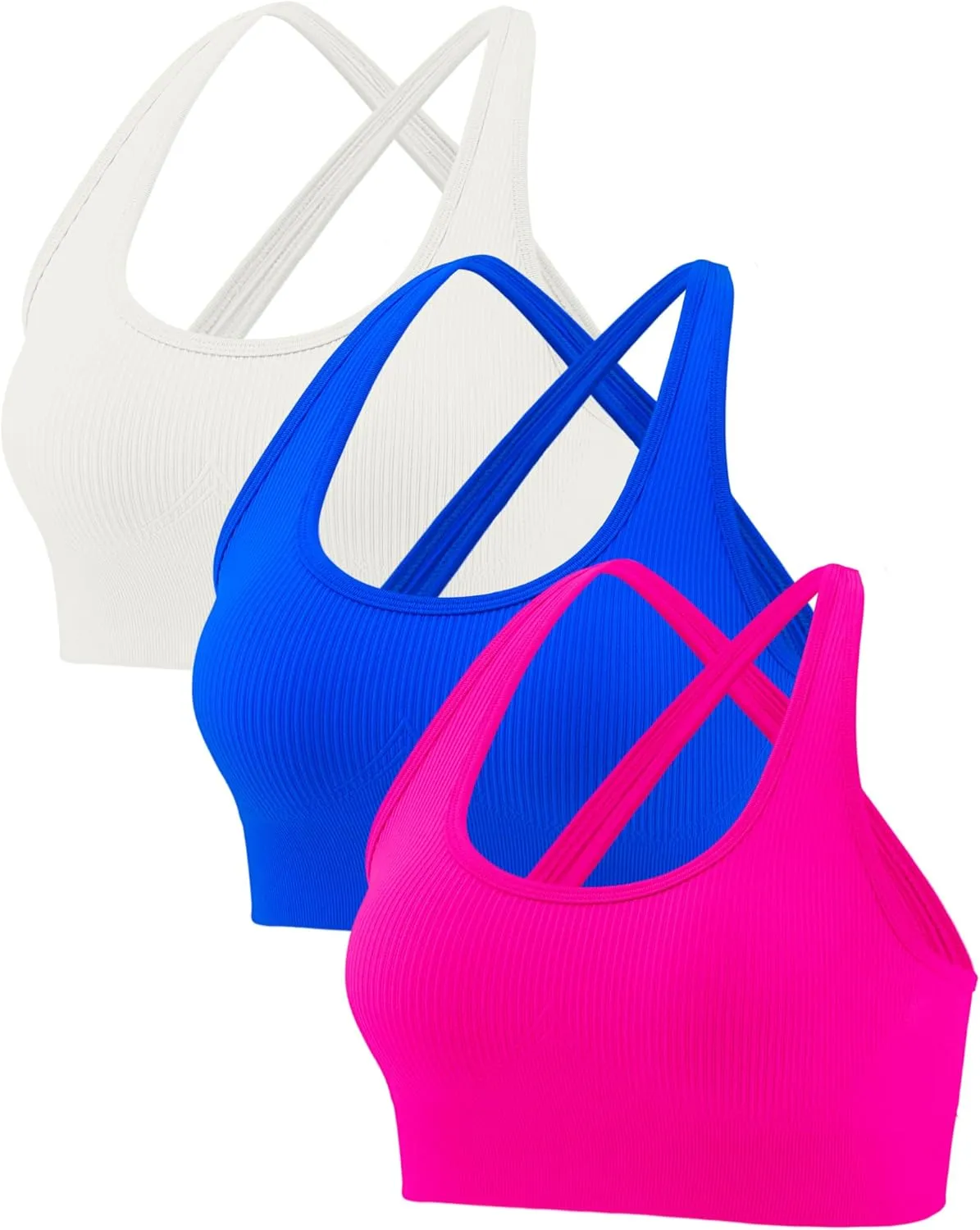 RUNNING GIRL Sports Bras for Women,Sexy Crisscross Back Seamless Padded Sports Bra High Support with Removable Pads