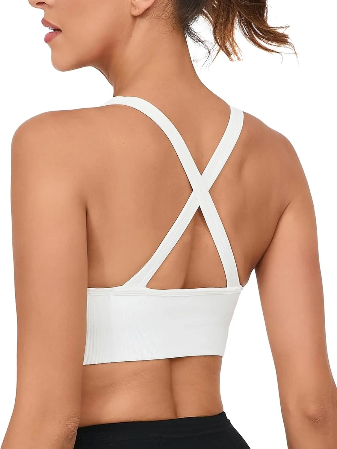 RUNNING GIRL Sports Bras for Women,Sexy Crisscross Back Seamless Padded Sports Bra High Support with Removable Pads