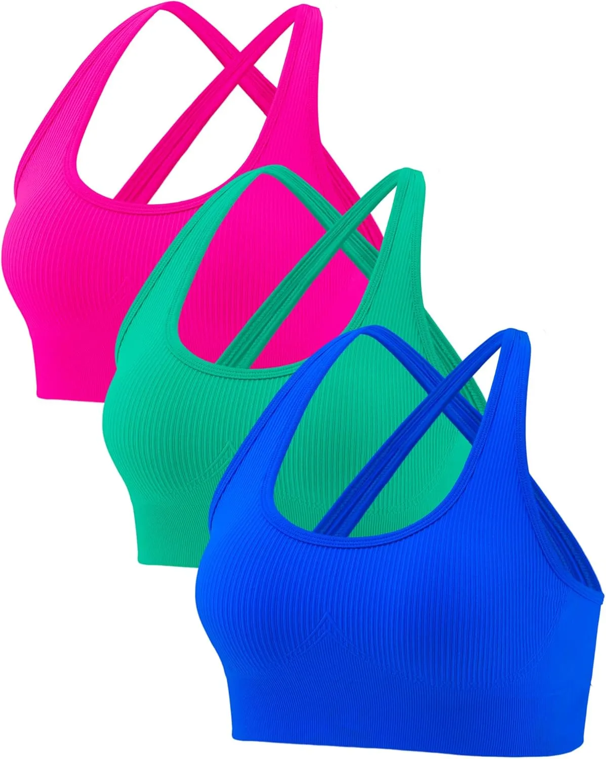 RUNNING GIRL Sports Bras for Women,Sexy Crisscross Back Seamless Padded Sports Bra High Support with Removable Pads